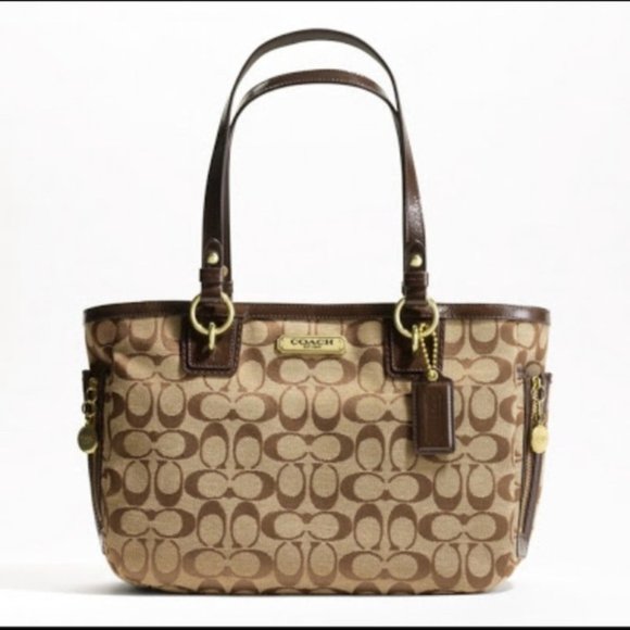 Coach Handbags - Coach Signature Gallery NS Zip Tote Bag